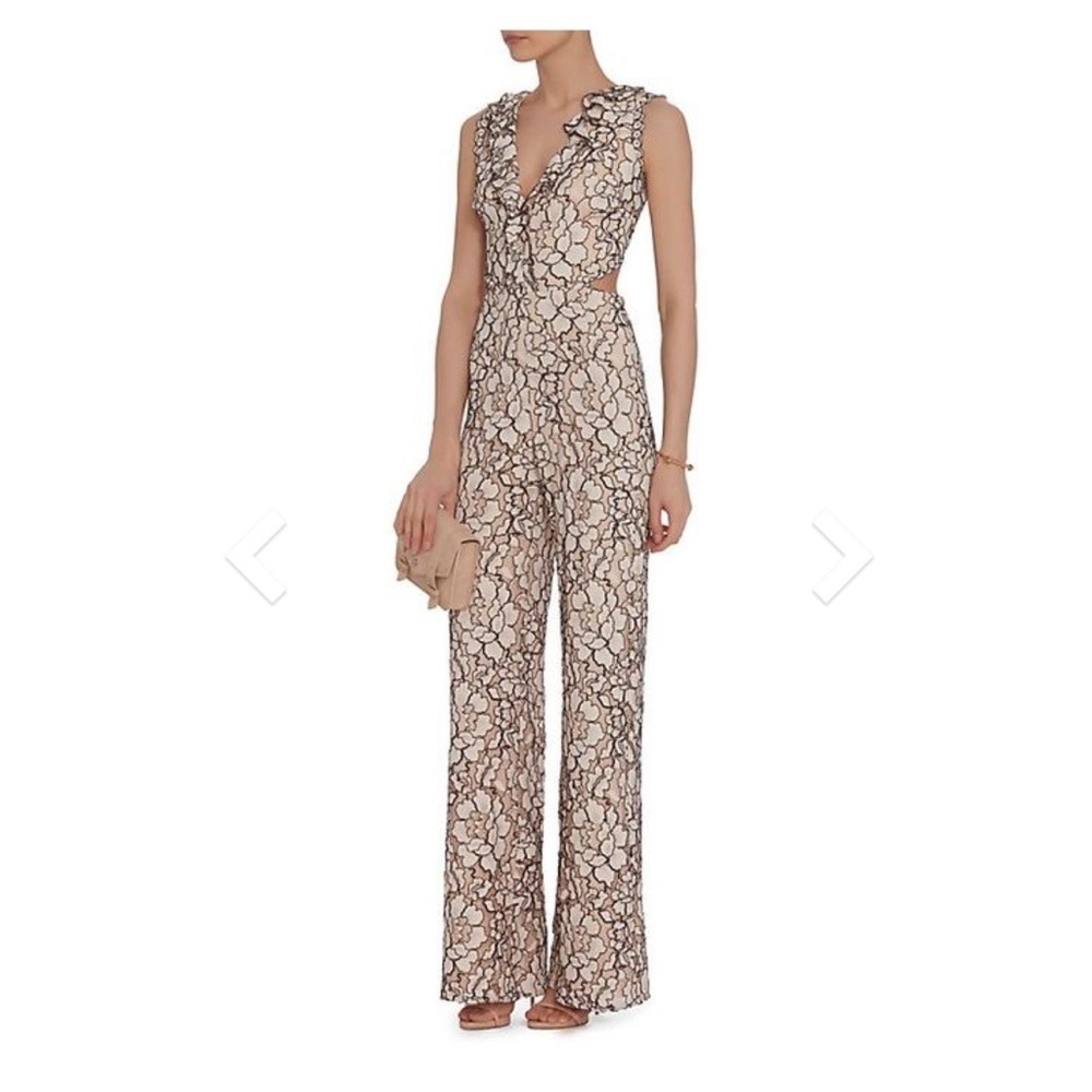 Alexis Jumpsuit Womens XS Floral Pink Lace Formal Wedding Guest Cocktail Party‎
